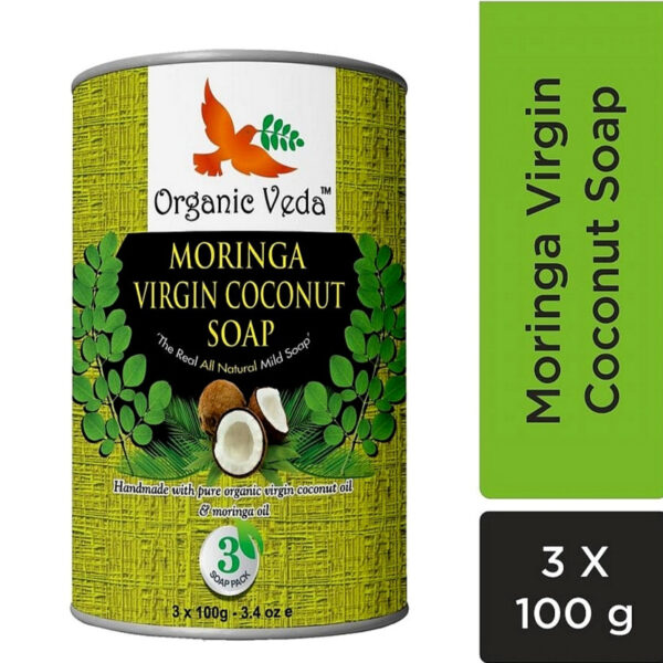 Organic Moringa Virgin Coconut Soap 有机辣木籽皂 3x100g